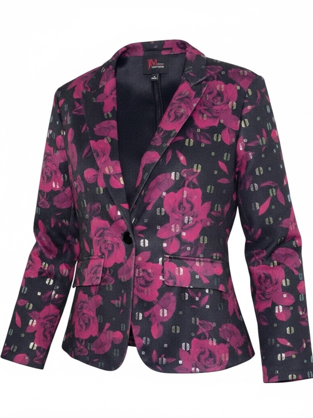 JM Studio By John Meyer Black Blazer with Floral Print NWT